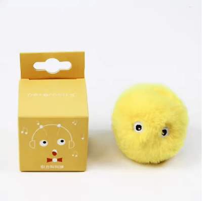Inspire Essentials Smart Plush Catnip Squeak Ball Interactive Toy For Cats yellow
