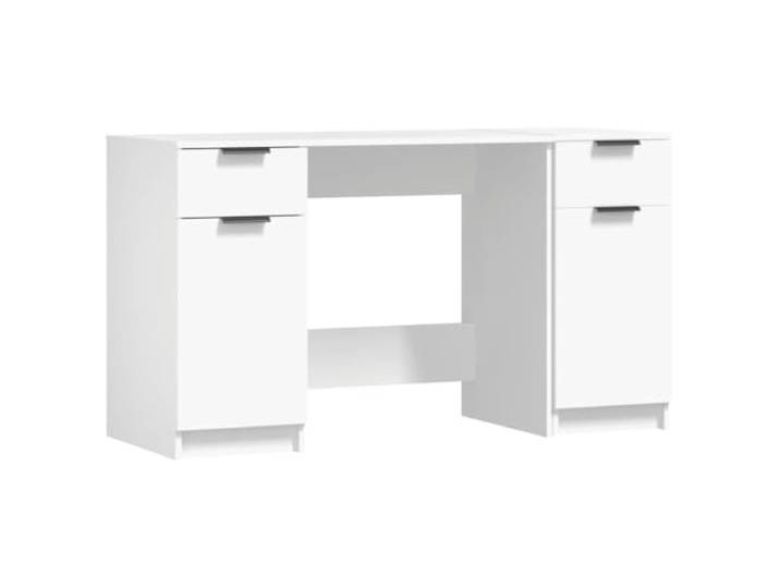 MNCVXAXG Schreibtisch mit seitlichem Schrank, weiß, 100 x 50 x 75 cm Robustes mehrschichtiges Holz, Schubladen und Fächer, minimalistisches Design für Studios