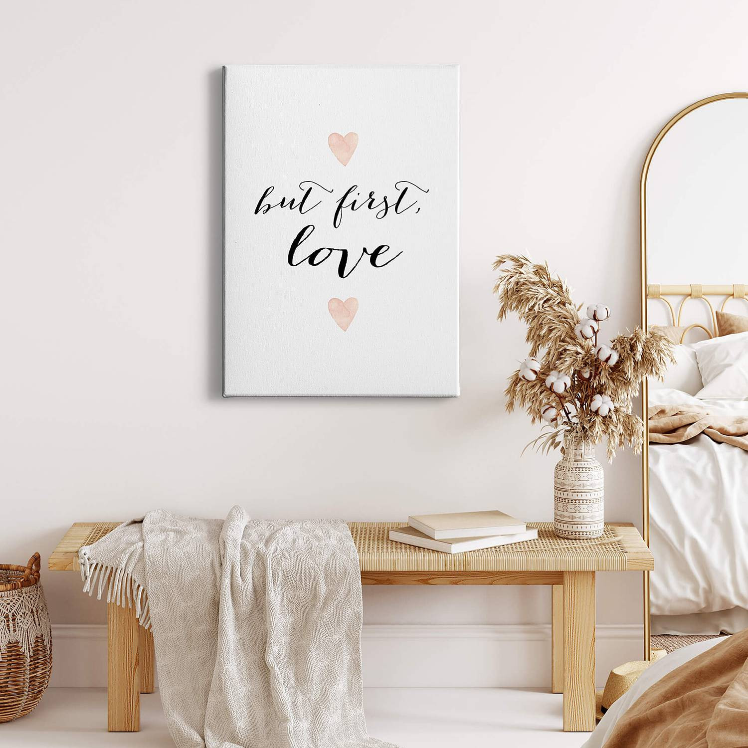 home24 But first Love wanddecoratie wit, 50 x 70 cm