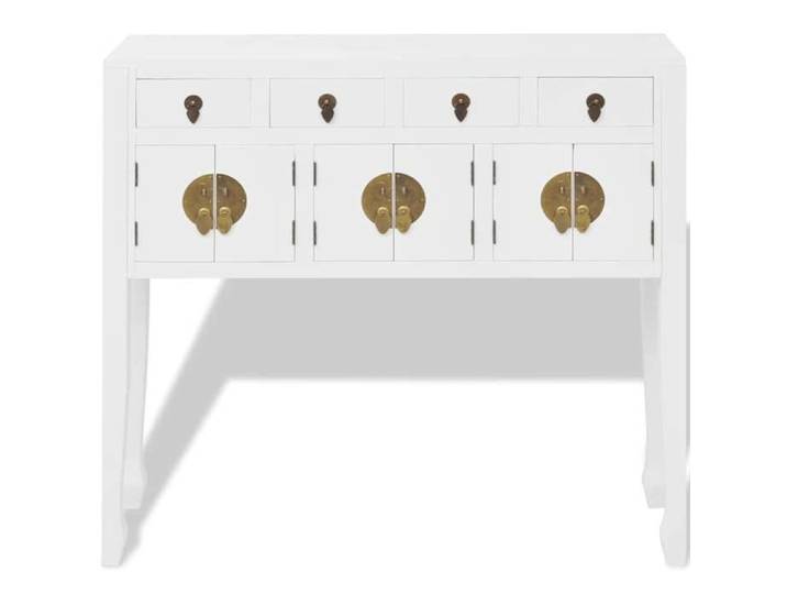 Soldes d'automne Enfilade de rangement Blanc - Buffet en style chinois en - Bois massif Blanc 737 482476411488