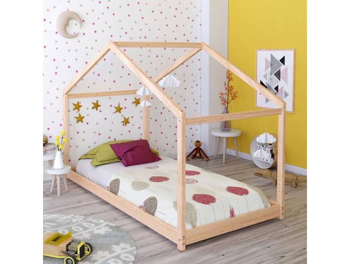 Lit cabane - WEBER INDUSTRIES - Koala - Bois massif - 90x190 cm - Sommier inclus