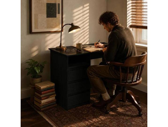 Desk Black 102x50x75 cm wood material