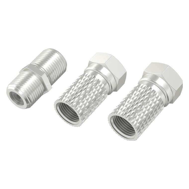 Hama SAT-Adapter-Set, 2x F-Stecker und Adapter F-Kupplung/F-Kupplung (Stecker und Verbinder) (00305119)