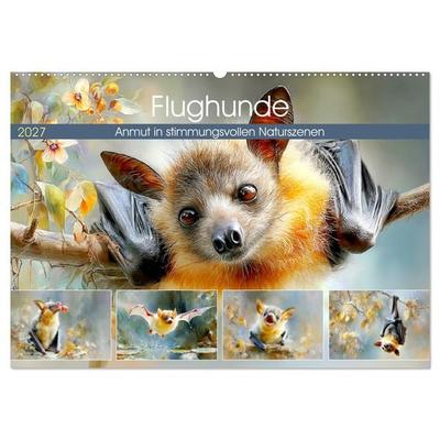 Flughunde. Anmut in stimmungsvollen Naturszenen (Wandkalender 2027 DIN A2 quer), CALVENDO Monatskalender