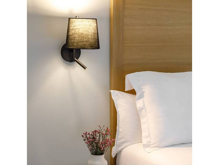 LEDS-C4 Wandlampe Clip, dimmbar, schwarz, für Wohn- / Esszimmer, Textil / Stoff / Seide, Wandleuchte, Wandlampe Innen