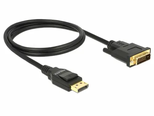 Delock DisplayPort / DVI Anschlusskabel DisplayPort Stecker, DVI-D 24+1pol. Stecker 1m Schwarz 85312 vergoldete Steckkontakte