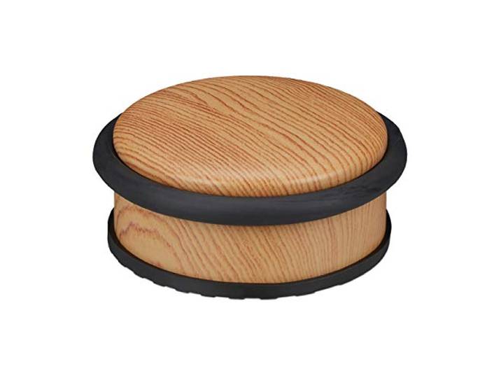 Relaxdays Butoir de Porte\, Lourdes Portes\, Acier Inoxydable\, Caoutchouc\, Plat\, Aspect boisé HxD 5x10\,5 cm\, Marron Clair