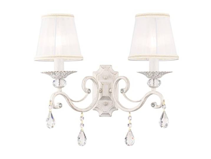 Maytoni Wandleuchte Grace 2xE14 – Vintage Wandlampe mit Kristallen & Organza- Lampenschirm in Weiß/Gold – Wandbeleuchtung für Wohnzimmer, Flur, Schlafzimmer