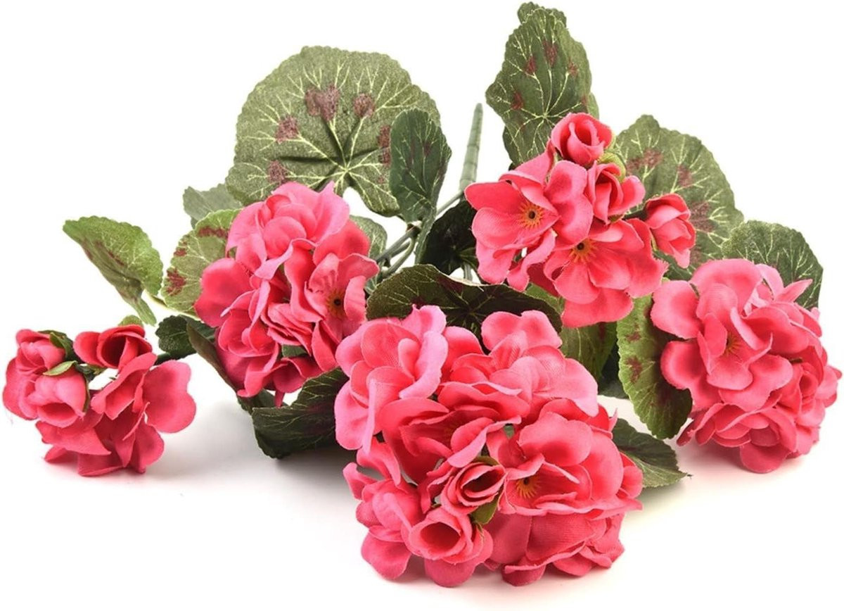 Kunstbloemen Geranium - 5 trossen - Donkerroze