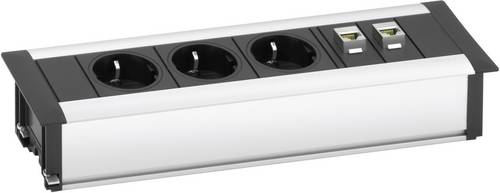EVOline 159610001000 Steckdosenleiste 3fach Aluminium, Schwarz Schutzkontakt 1St.