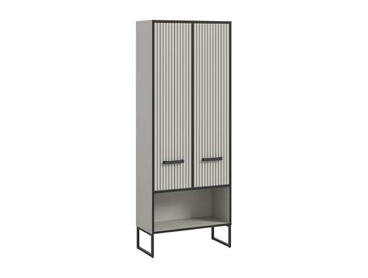 xonox.home - Hochschrank Bagno 59x159x32 cm in Kaschmir und schwarz - Badmöbel Badezimmerkombination Badset - erstklassige Qualität funktional pflegeleichte Oberfläche