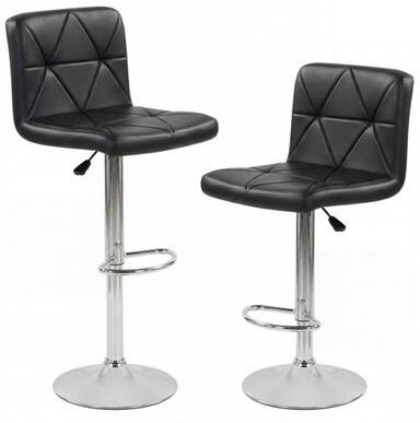 Costway Adjustable Swivel Barstools Set of 2 with Back and Footrest-Black