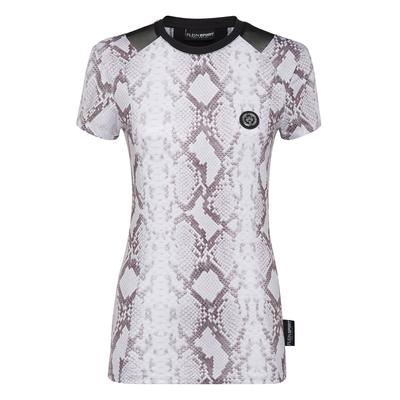 T-Shirt PLEIN SPORT "Python", Damen, Gr. XS, grau (10, grau), Obermaterial: 95% Polyester, 5% Elasthan, Shirts T-Shirt
