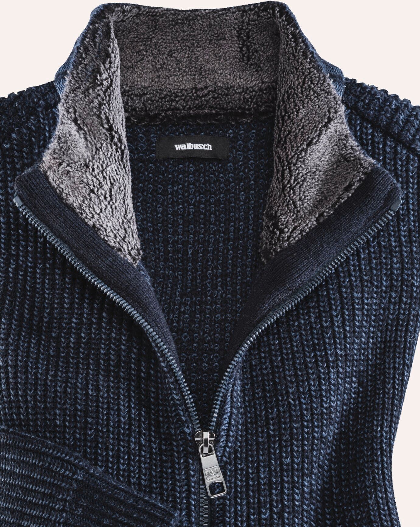 Walbusch Thermo-Strukturmix-Jacke, , Farbe Blau, 52, Baumwoll/Woll-Mix temperaturausgleichend Herren