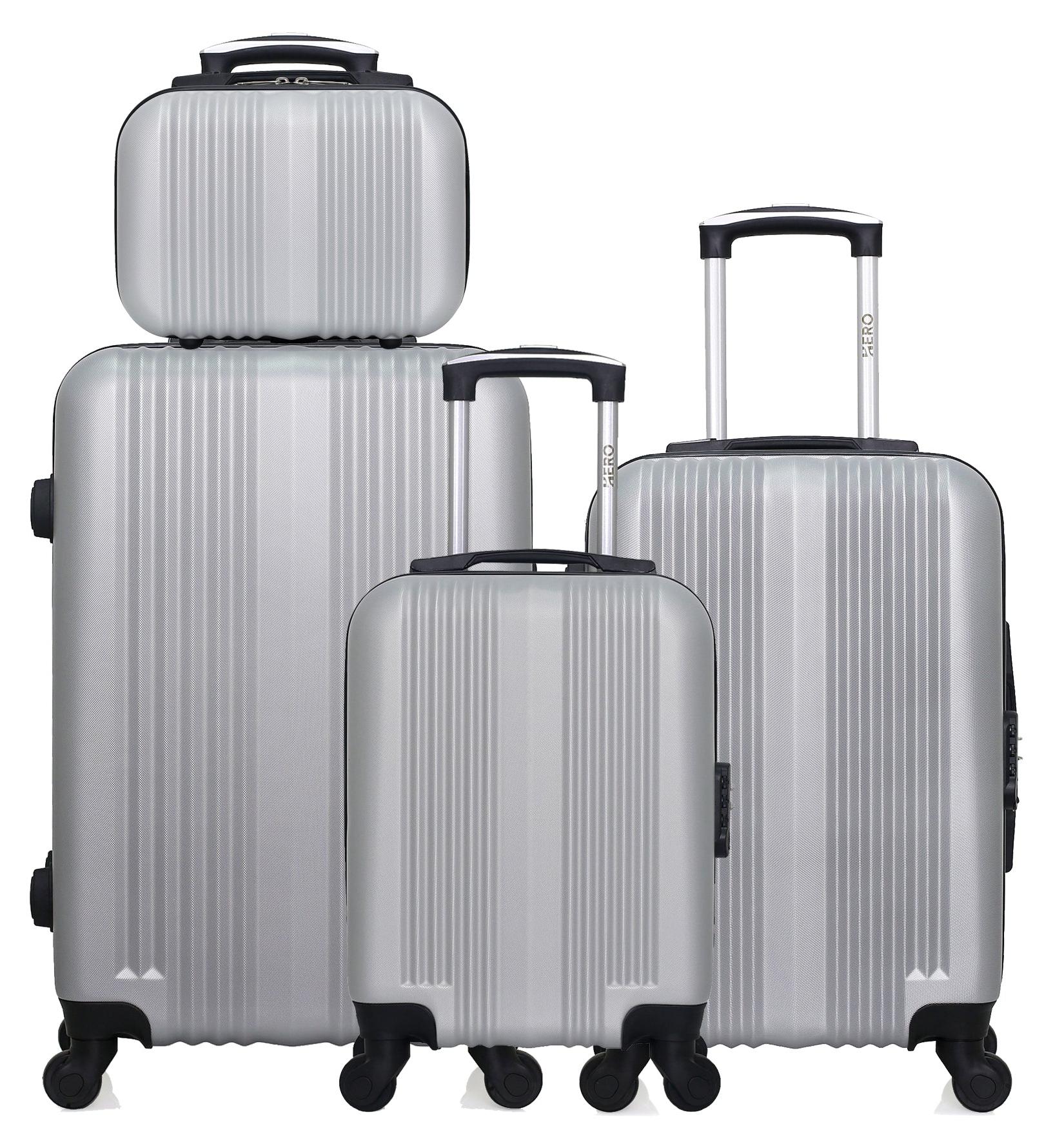 HERO - 4er-Set - Wochenendkoffer, Handgepäckkoffer, Handgepäckkoffer XXS und Kosmetikkoffer LIPARI
