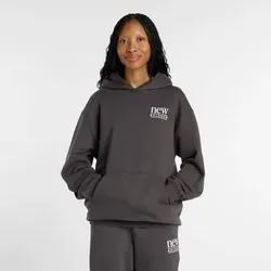 NEW BALANCE Damen Kapuzensweat Reimagined Fleece Long Length Hoodie, Größe S in Schwarz 6161