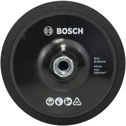 Bosch Professional Zubehör, Schleifmittel, Stützteller M 14, Ø 150 mm, mit Klettverschlusssystem