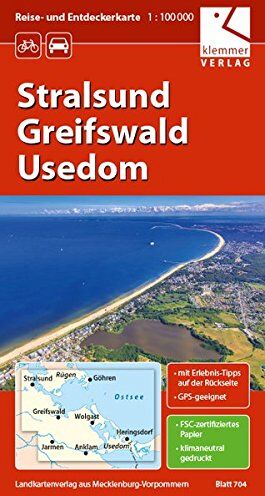 Klaus Klemmer - Reise- und Entdeckerkarte Stralsund, Greifswald, Usedom: Maßstab 1:100.000, GPS-geeignet, Erlebnis-Tipps auf der Rückseite - Preis vom 02.10.2026 23:42:20 h