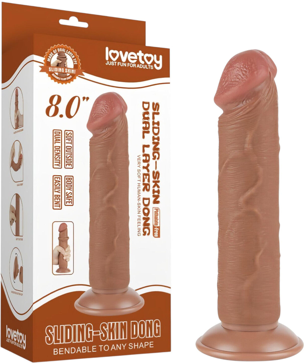 Lovetoy Sliding-Skin - Suction Cup Dual-Layer Dildo - 20cm (Natural)
