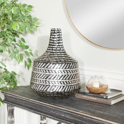 ARCILLA ELEMENTAL Black Mother of Pearl Shell Handmade Tribal Decorative Vase