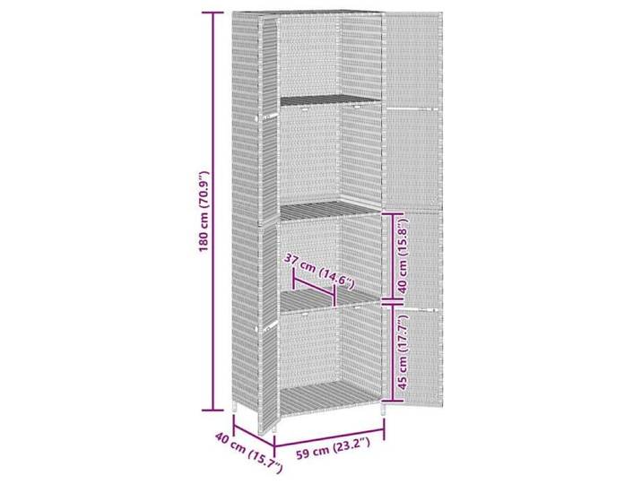 Armoire de rangement/Chalet et Jardin Gris - Armoire de rangement jardin Gris 59x40x180cm Résine tressée 16 Kg 310424 4690027