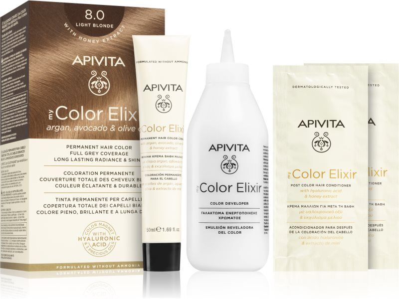 Apivita My Color Elixir coloration cheveux sans ammoniaque teinte 8.0 Light Blonde 1 pcs