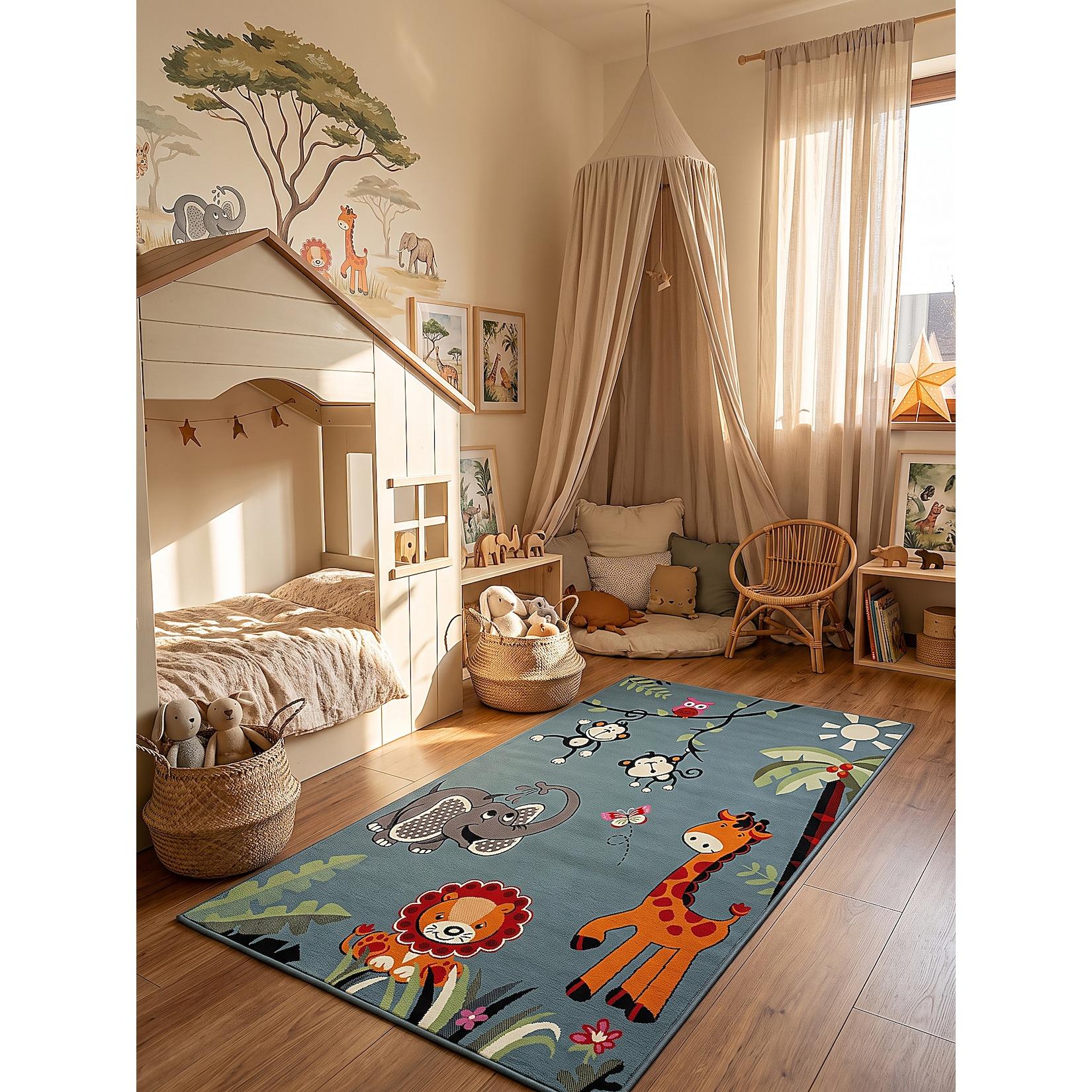 Kinderteppich Pflegeleicht Blau 80x150 cm - CASOLA Kadima Design