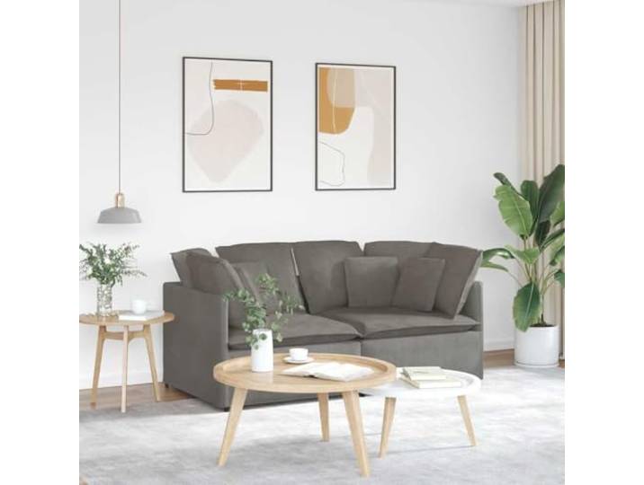 HEFZGDB Modulares Sofa mit Kissen Cordstoff Hellgrau – Elegantes Design und Außergewöhnlicher Komfort für Wohnbereich, Stabile Metallrahmen und Robuste Holzarmlehnen, Atmungsaktive