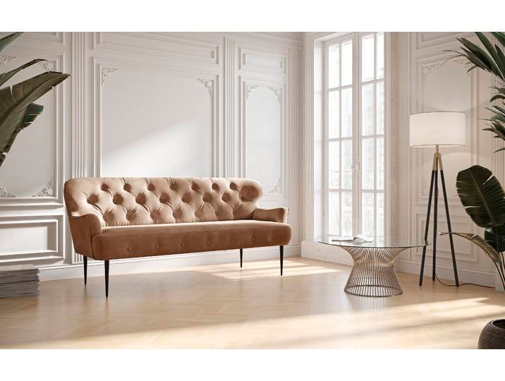 3-Sitzer OTTO HOME Amber , braun (chocco), B:193cm H:97cm T:87cm, 100% Polyester, Sofas, mit Knopfheftung,in verschieden Stoffarten