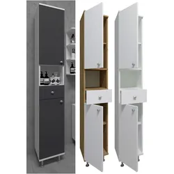 VCM, Badezimmerschrank, Holz Badmöbel Hochschrank Badregal Badschrank Badezimmer Schublade Regal Nilosi (30 x 31 x 185 cm)
