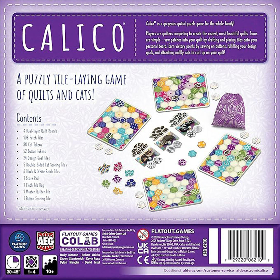 Calico Tile-Laying Board Game - Design Cosy Quilts for Cats, Ages 8+, by Alderac Entertainment Group
