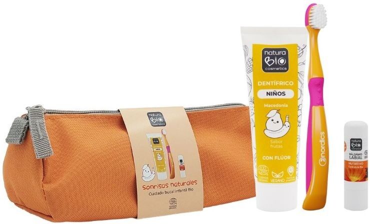 NaturaBIO Cosmetics Orange Children's Oral Hygiene Set, 4 Pieces
