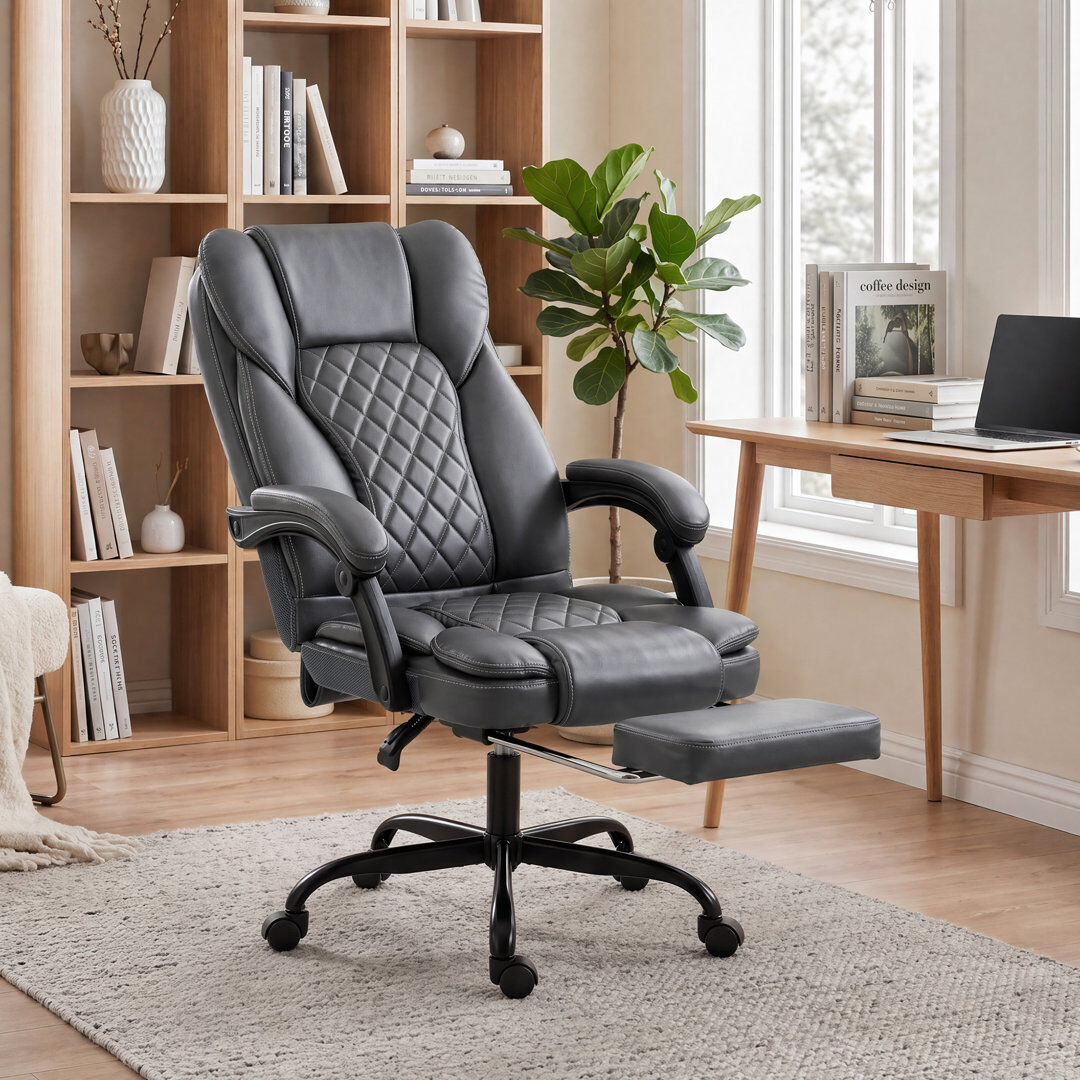 Marlow Home Co. Home Office Chair Reclining Function High Back Grey 70cm W X 62cm D