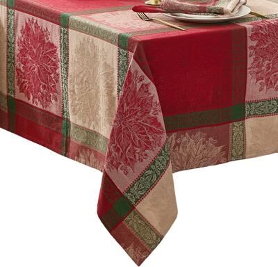 Threadmade Prestige Poinsettia Jacquard Tablecloth