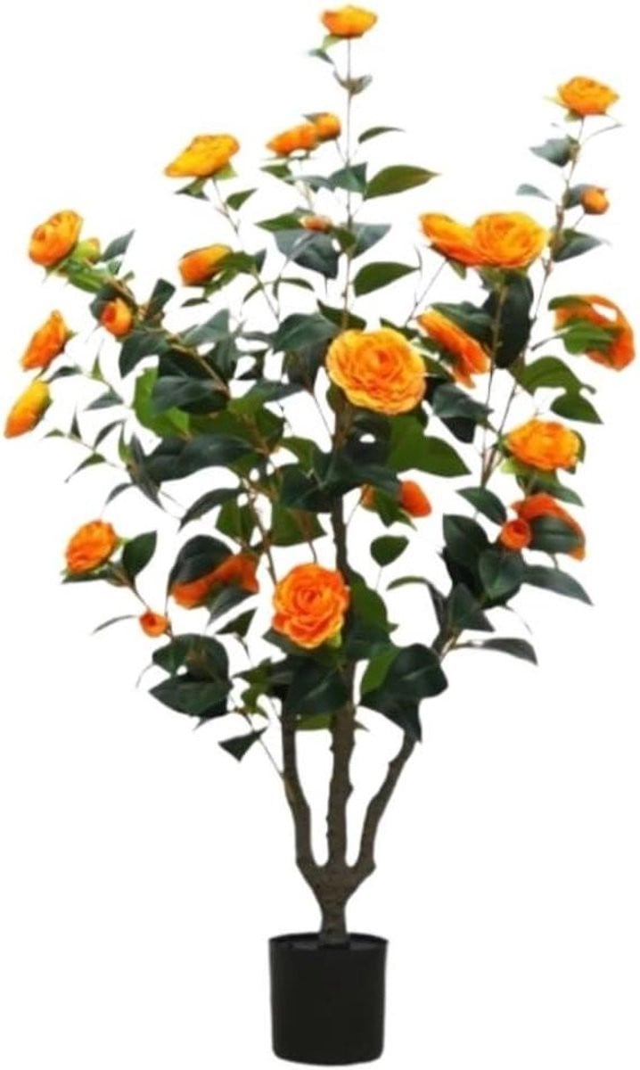 Kunstmatige Camellia Boom met Nepbloemen voor Binnen en Buiten Decoratie - Groen - Hoogte: 100 cm
