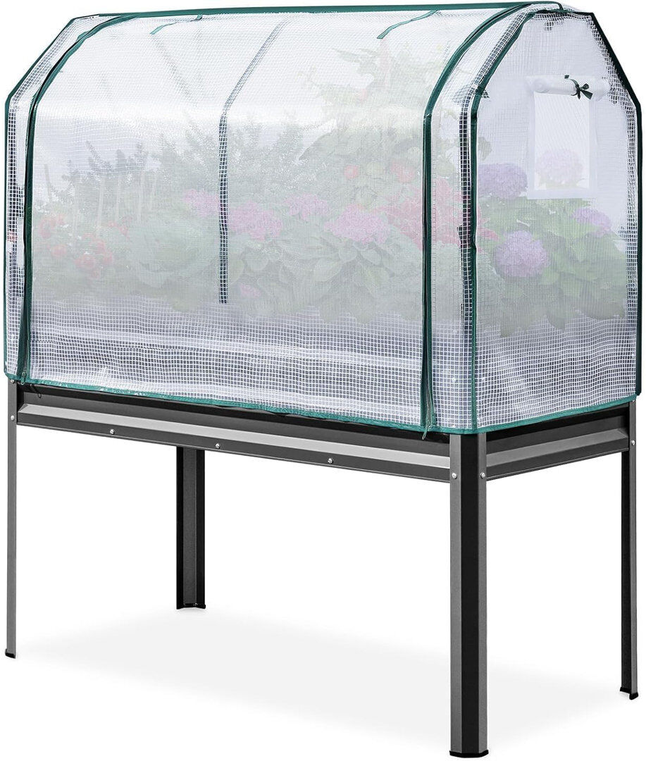 Dakota Fields Metal Elevated Planter Grey 120x58x140cm