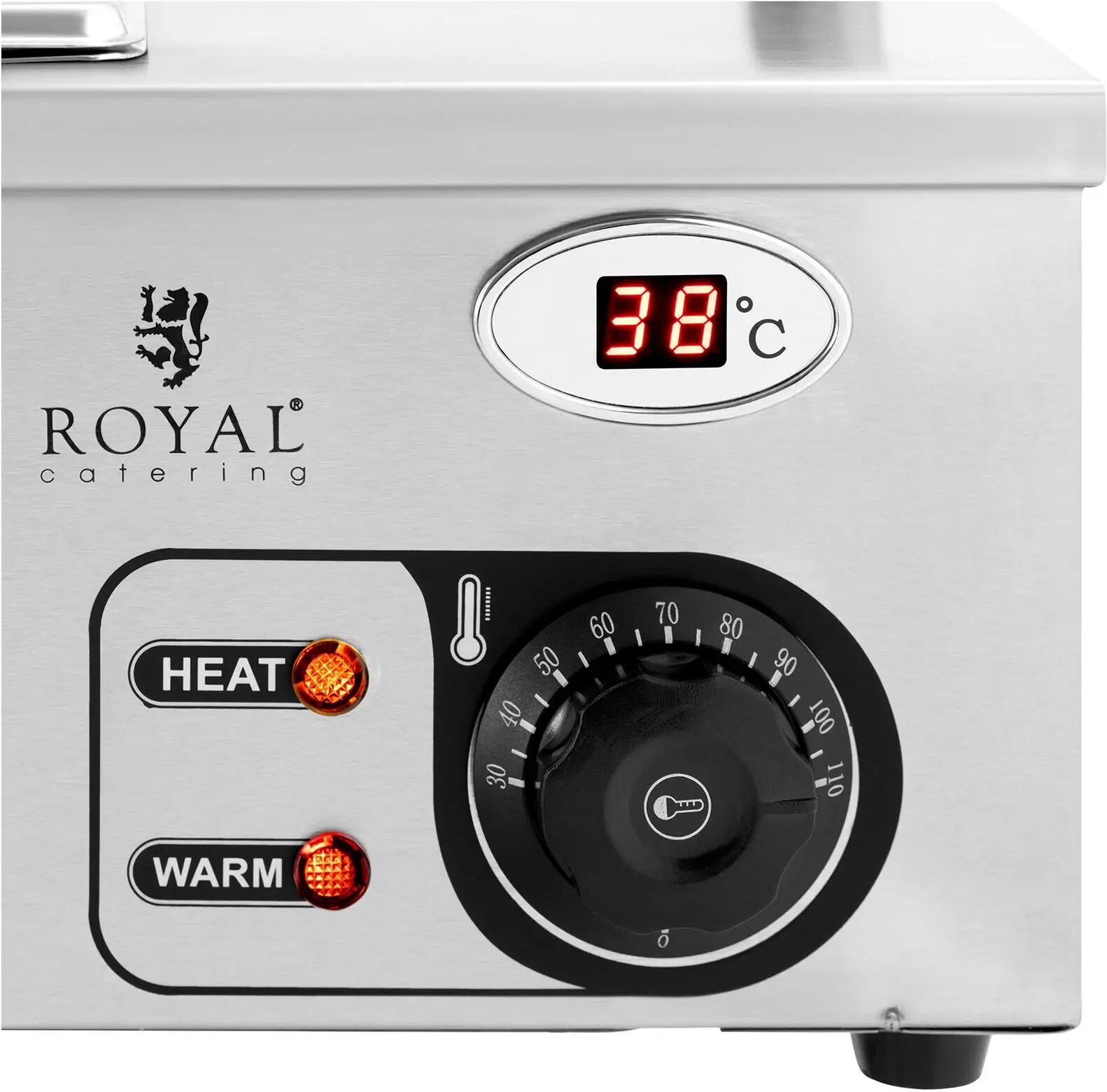 Royal Catering Bain Marie - 4 x GN-1/2- Behälter - Ablasshahn - Glasschutz RCBM_GN1/2_3