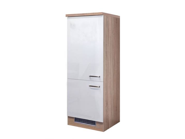 Demi-Geräteumbauschrank Valero Weiß Hochglanz/Braun 60x162x60cm