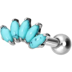 Titan Ohrpiercing mit Innengewinde BOGEN + SYNTHETISCHE TÜRKISE
