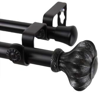 InStyleDesign Amor Adjustable Black Double Curtain Rod Set