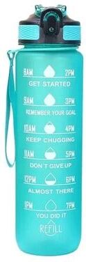 Uplifted Goods Plastic Sport Water Bottle Leakproof With Straw And Carry Handle green 1000ml