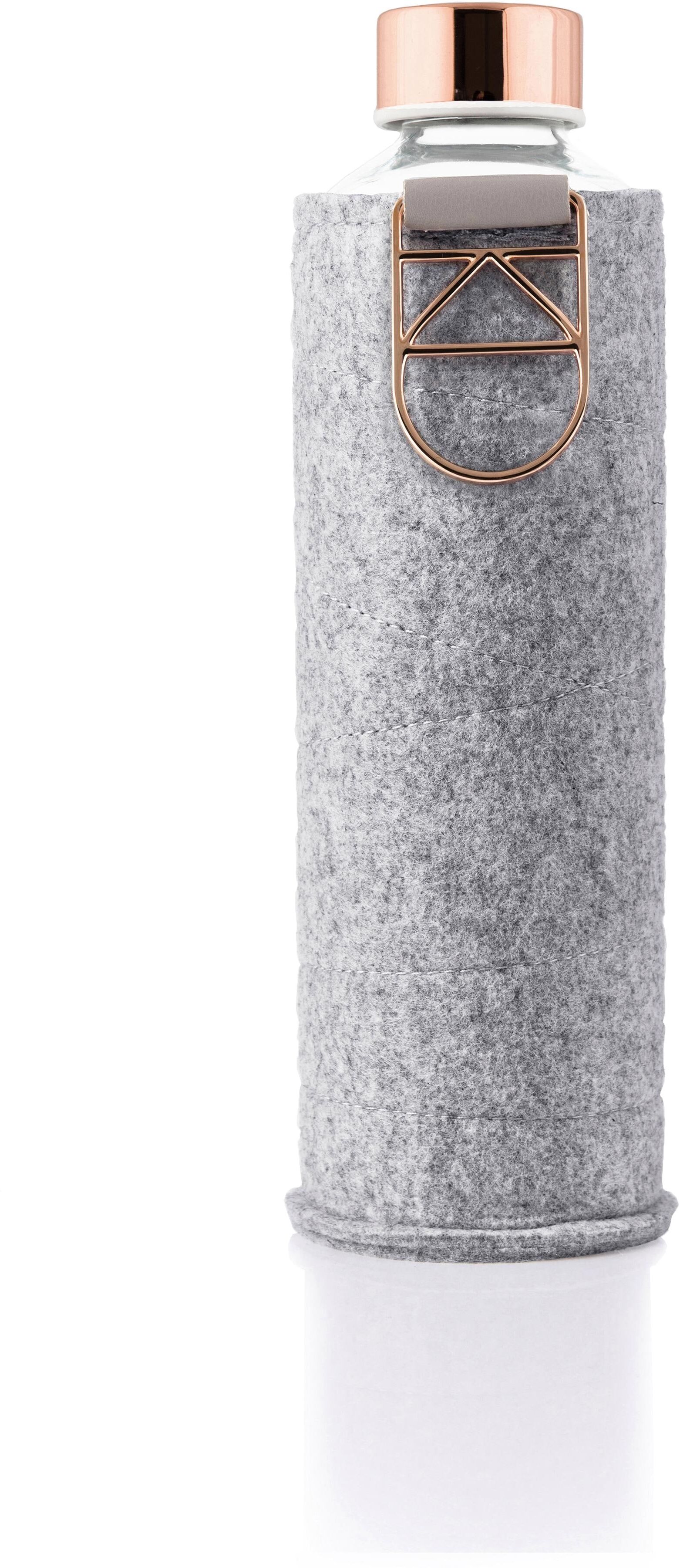 Trinkflasche EQUA "Mismatch", rosa (transparent, roségoldfarben), H:25,5cm, Borosilikatglas, Trinkflaschen, Trinkflasche, Borosilikatglas, mit Filzcover und Metallgriff