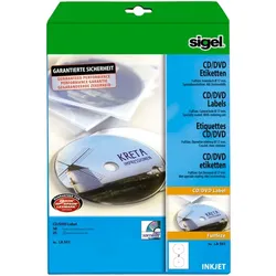 sigel CD/DVD-Etiketten, weiß, spezialbeschichtet, matt