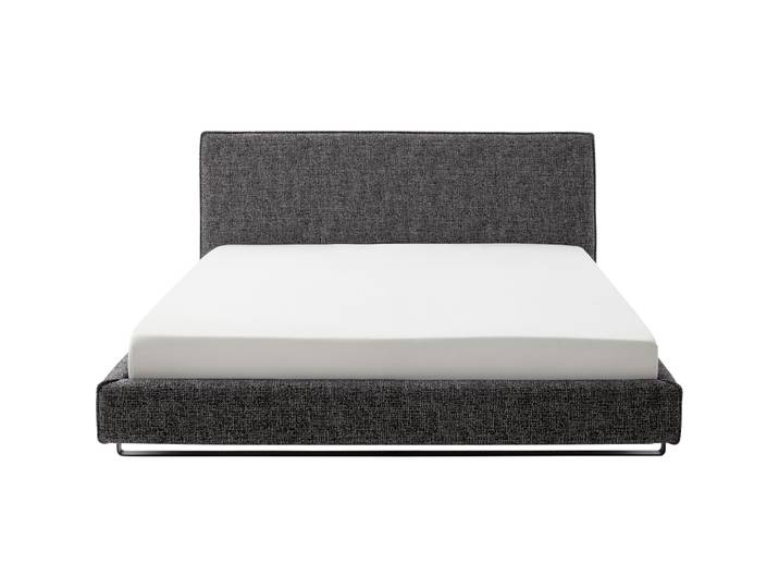 Gepolstertes Bett Cassie Stoff schwarz/weiss 160 x 200 cm - Material: Polyester - Bett