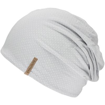 Beanie CHILLOUTS "Geneva Hat", Damen, weiß (beige), Web, Materialmix, gepunktet, Mützen Beanie, für wärmere Tage, schützt vor Sonne, wärmt Ohren bei Wind, elastisch