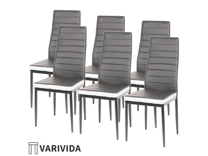 VARIVIDA Set de 6 chaises de Salle à Manger cuisine (gris+blanc)