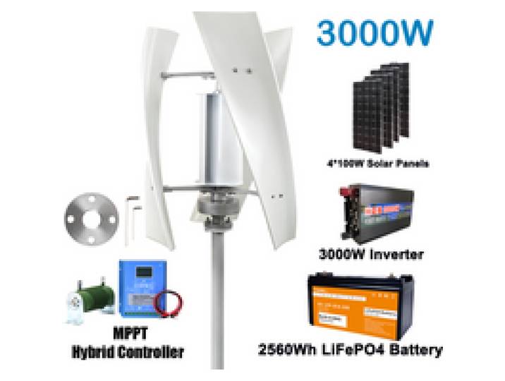 Polen Delivey 3000W Verticale Windmolen Turbine Dynamo Generator Alternatieve Energie 24V 12V 48V Met Mppt Controller Zonnepanelen