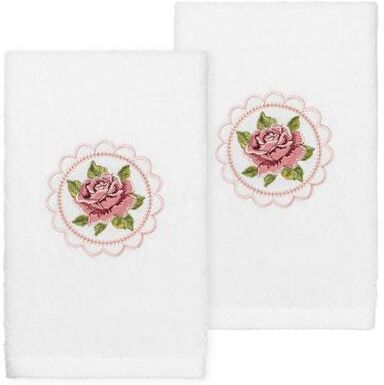 Authentic Hotel and Spa Rosalee Embroidered Luxury 100% Turkish Cotton Hand Towels (Set of 2)