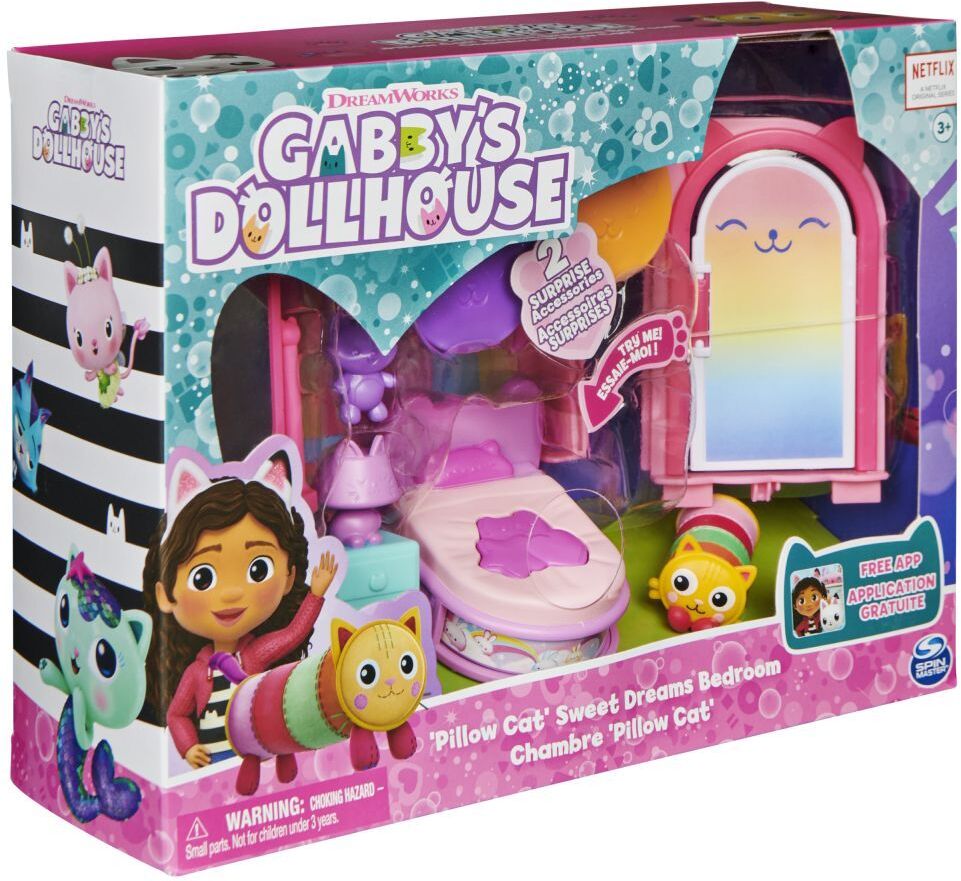 Spin Master Gabby's Dollhouse: Pillow Cat's Sweet Dreams Bedroom Deluxe Room Set