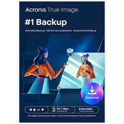 Acronis True Image Essentials-Abonnement 3 Computer - 1-Jahres-Abonnement